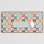 Retro floral checkerboard Desk Mat Gallery Image 1