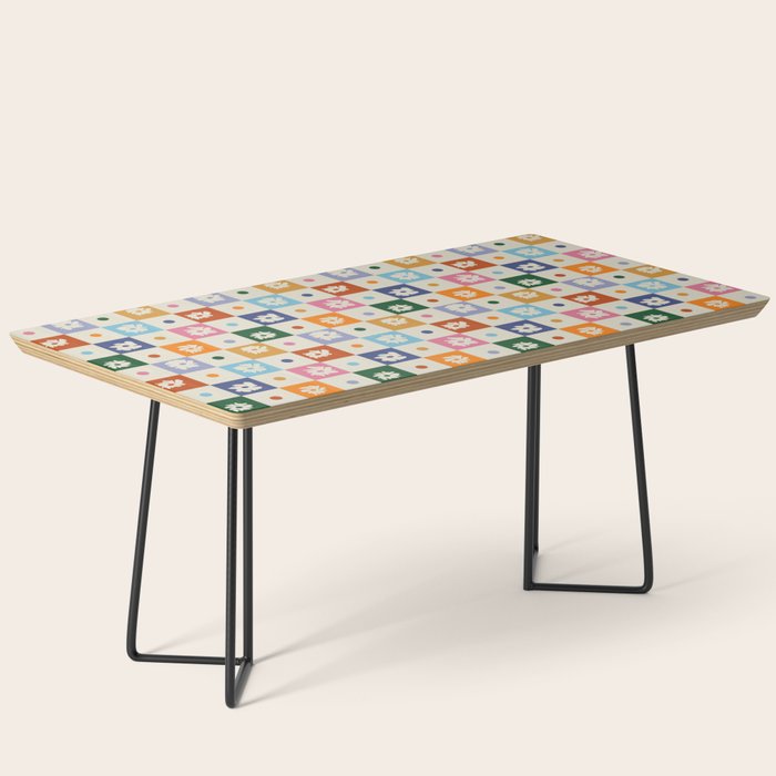 Retro floral checkerboard Coffee Table Gallery Image 1