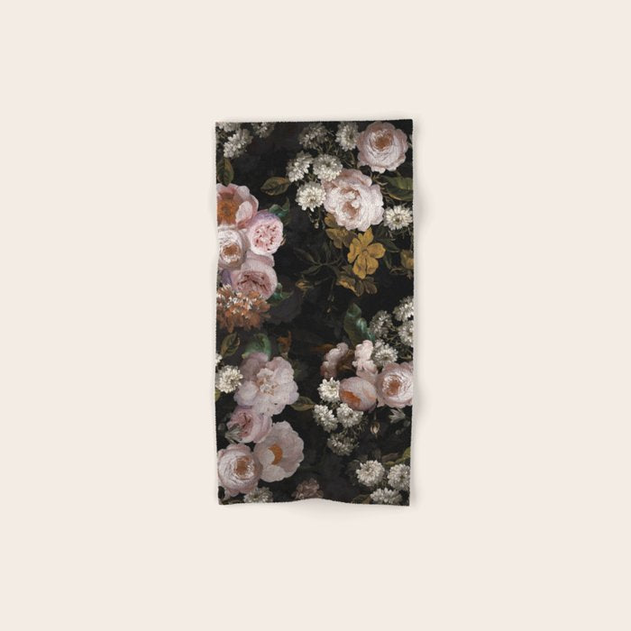 Antique Botanical Roses And  Chamomile Midnight Garden Bath Towel Gallery Image 1