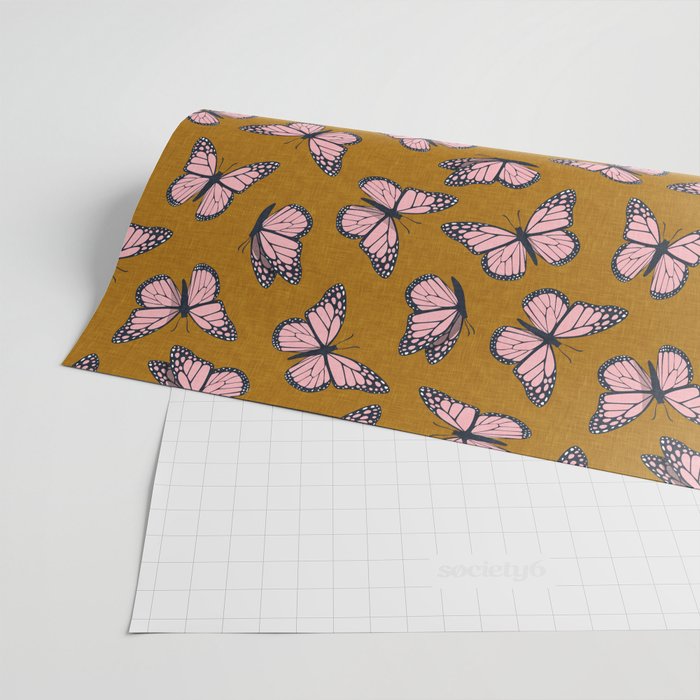 monarch butterflies - pink on ginger Wrapping Paper Gallery Image 2