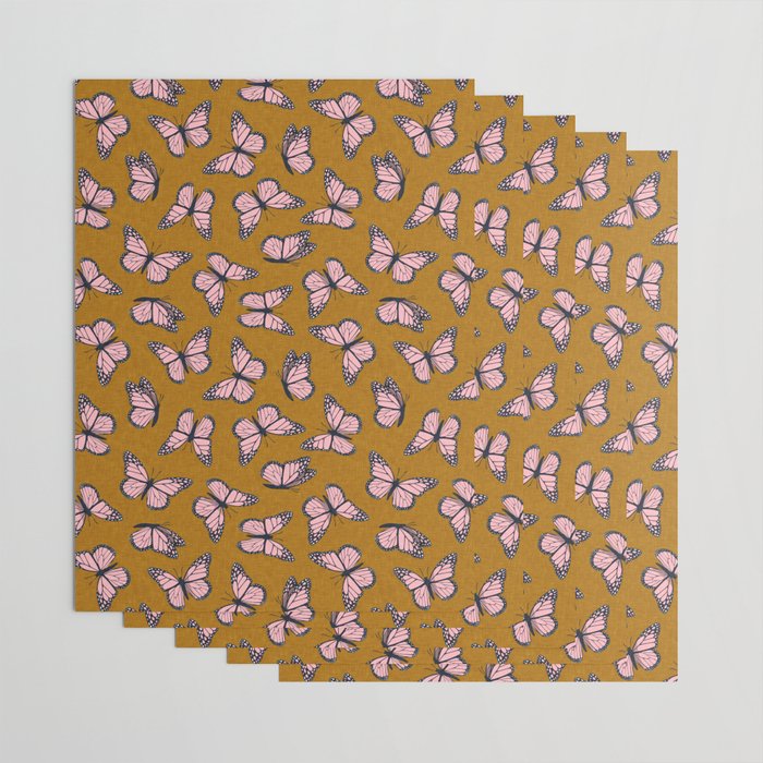 monarch butterflies - pink on ginger Wrapping Paper Gallery Image 3
