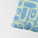 Mid Century Modern Piquet Abstract Multi Geometric Pattern Blue and Light Spring Green Pillow Sham Gallery Image 4