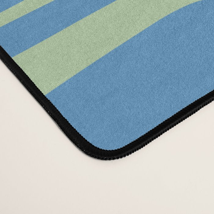 Mid Century Modern Piquet Abstract Multi Geometric Pattern Blue and Light Spring Green Desk Mat Gallery Image 4