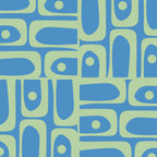 Mid Century Modern Piquet Abstract Multi Geometric Pattern Blue and Light Spring Green Coffee Mug Gallery Image 2