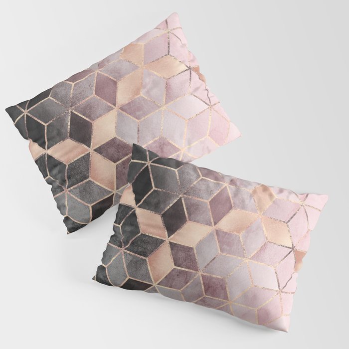 Pink And Grey Gradient Cubes Pillow Sham Gallery Image 3