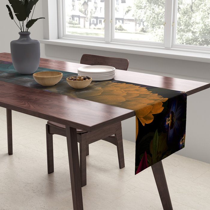 Before Midnight Blue Hour Vintage Flowers Garden Table Runner Gallery Image 2