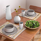 Splendid Stripes - Retro Modern Stripe Pattern in Gold, Pink, White, and Mushroom Placemat Gallery Image 2