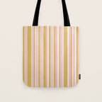 Splendid Stripes - Retro Modern Stripe Pattern in Gold, Pink, White, and Mushroom Tote Bag Gallery Image 1