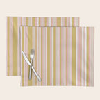 Splendid Stripes - Retro Modern Stripe Pattern in Gold, Pink, White, and Mushroom Placemat Gallery Image 1