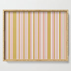 Splendid Stripes - Retro Modern Stripe Pattern in Gold, Pink, White, and Mushroom Serving Tray Gallery Image 1