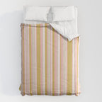 Splendid Stripes - Retro Modern Stripe Pattern in Gold, Pink, White, and Mushroom Comforter Gallery Image 6