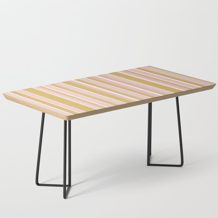 Splendid Stripes - Retro Modern Stripe Pattern in Gold, Pink, White, and Mushroom Coffee Table Gallery Image 1
