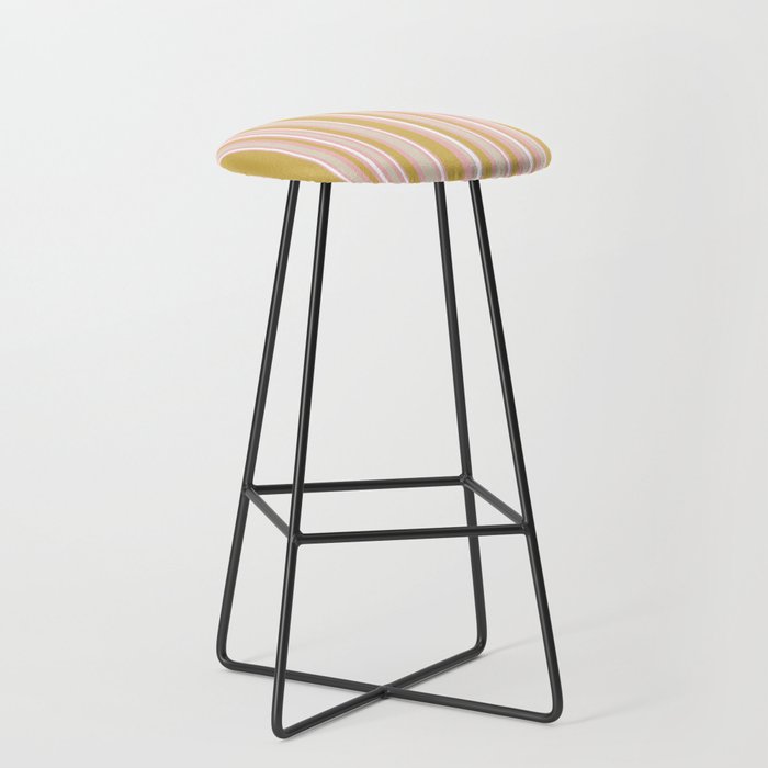 Splendid Stripes - Retro Modern Stripe Pattern in Gold, Pink, White, and Mushroom Stool Gallery Image 1