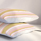 Splendid Stripes - Retro Modern Stripe Pattern in Gold, Pink, White, and Mushroom Pillow Sham Gallery Image 3