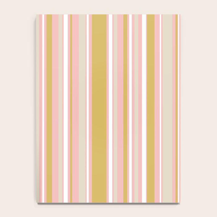 Splendid Stripes - Retro Modern Stripe Pattern in Gold, Pink, White, and Mushroom Notebook Gallery Image 4