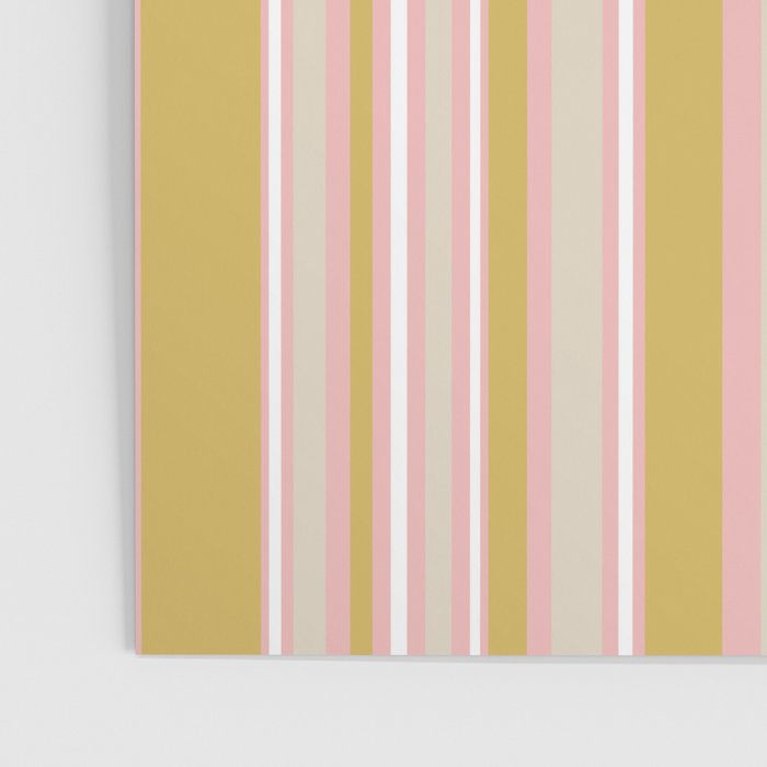 Splendid Stripes - Retro Modern Stripe Pattern in Gold, Pink, White, and Mushroom Poster Gallery Image 3