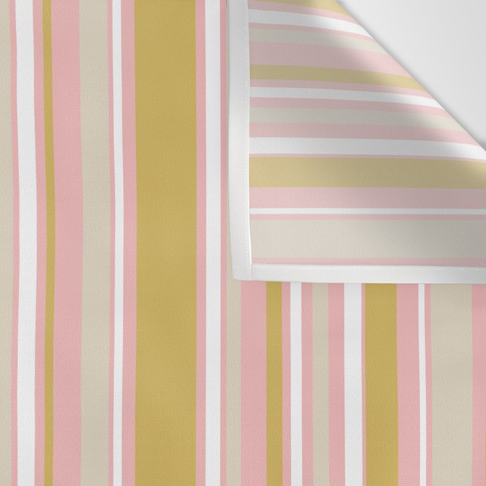 Splendid Stripes - Retro Modern Stripe Pattern in Gold, Pink, White, and Mushroom Wall Tapestry Gallery Image 3