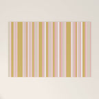 Splendid Stripes - Retro Modern Stripe Pattern in Gold, Pink, White, and Mushroom Welcome Mat Gallery Image 1