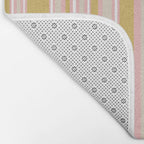 Splendid Stripes - Retro Modern Stripe Pattern in Gold, Pink, White, and Mushroom Bath Mat Gallery Image 2