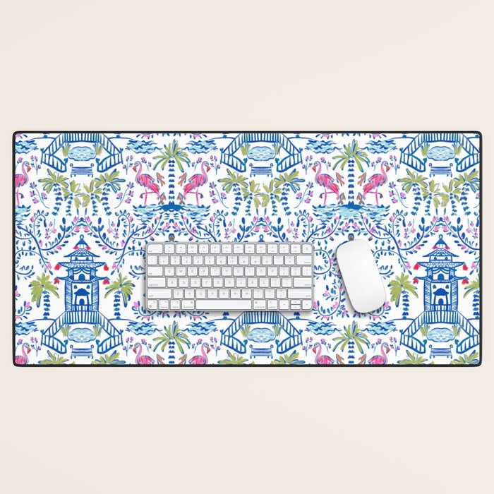 Colorful Coastal Chinoiserie  Desk Mat Gallery Image 1