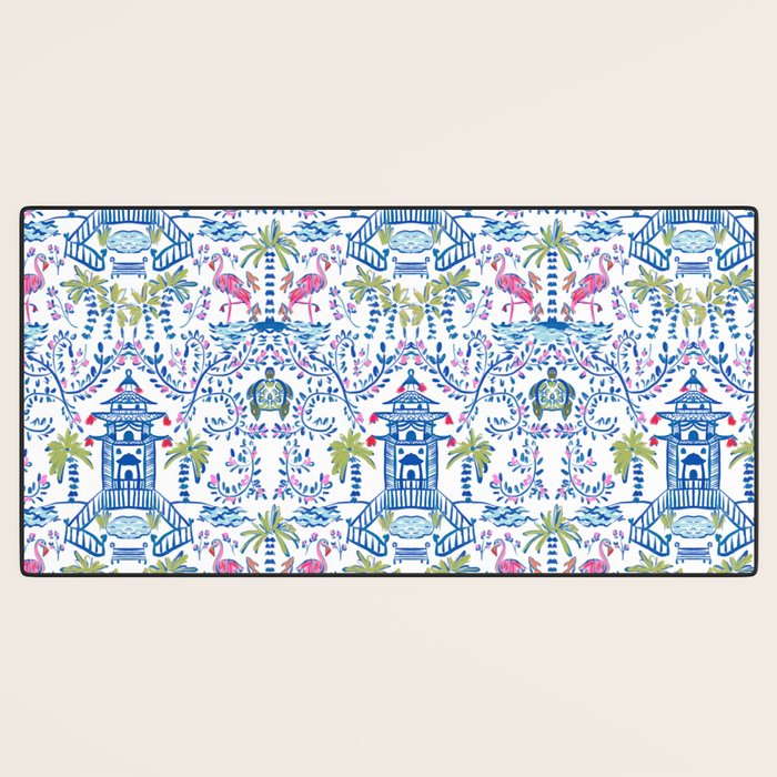Colorful Coastal Chinoiserie  Desk Mat Gallery Image 3