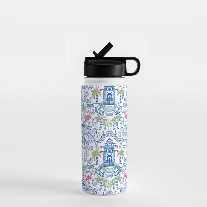 Colorful Coastal Chinoiserie  Water Bottle Gallery Image 1