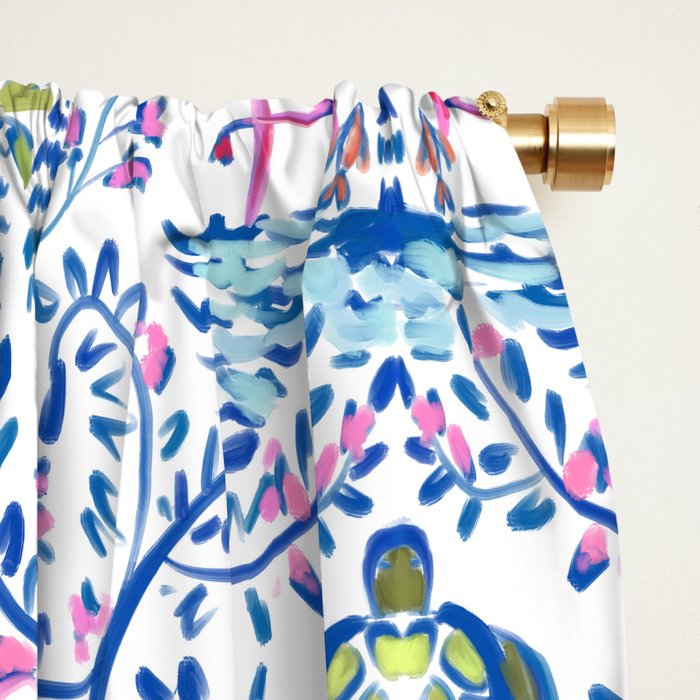 Colorful Coastal Chinoiserie  Window Curtain Gallery Image 2