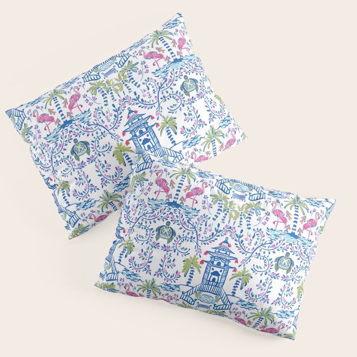 Colorful Coastal Chinoiserie  Pillow Sham Gallery Image 3