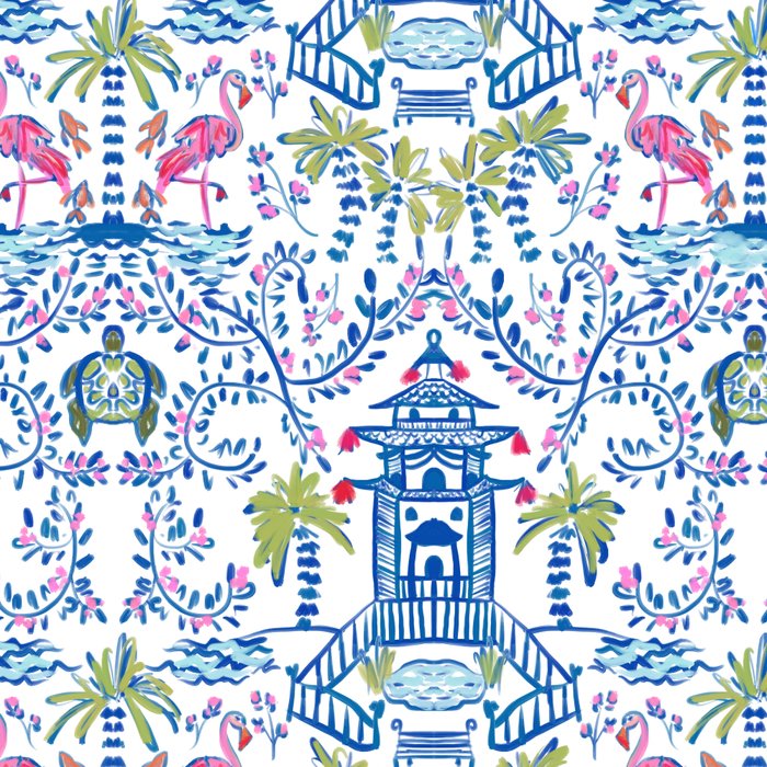 Colorful Coastal Chinoiserie  Coffee Mug Gallery Image 2