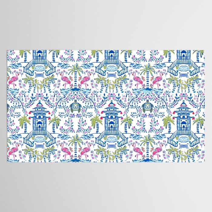 Colorful Coastal Chinoiserie  Tablecloth Gallery Image 2