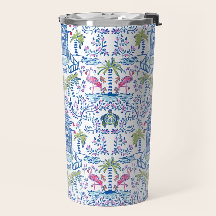 Colorful Coastal Chinoiserie  Travel Mug Gallery Image 2