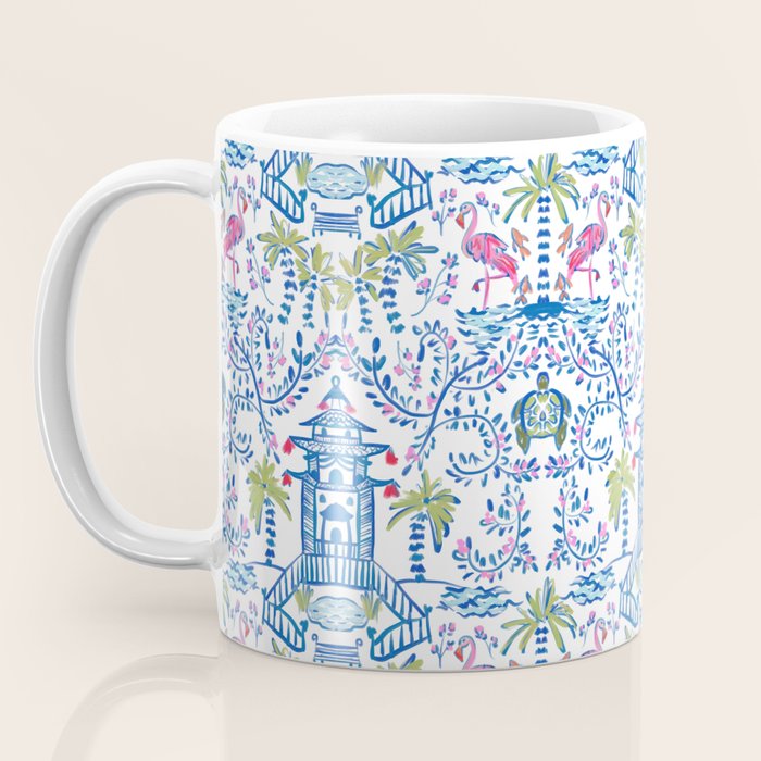 Colorful Coastal Chinoiserie  Coffee Mug Gallery Image 3