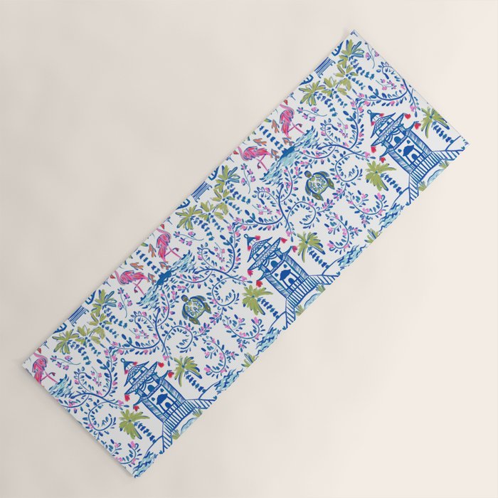 Colorful Coastal Chinoiserie  Yoga Mat Gallery Image 1