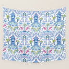 Colorful Coastal Chinoiserie  Wall Tapestry Gallery Image 4