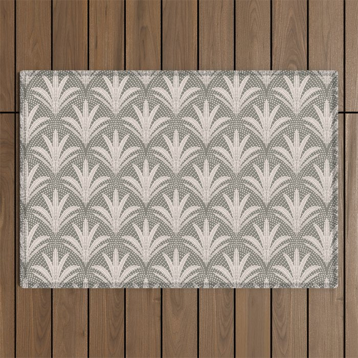 Boho Rustic Palm Radiance Muted Grey Outdoor Rug Gallery Image 1