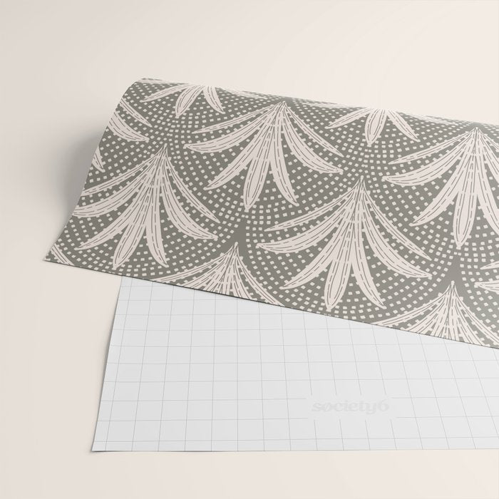 Boho Rustic Palm Radiance Muted Grey Wrapping Paper Gallery Image 2