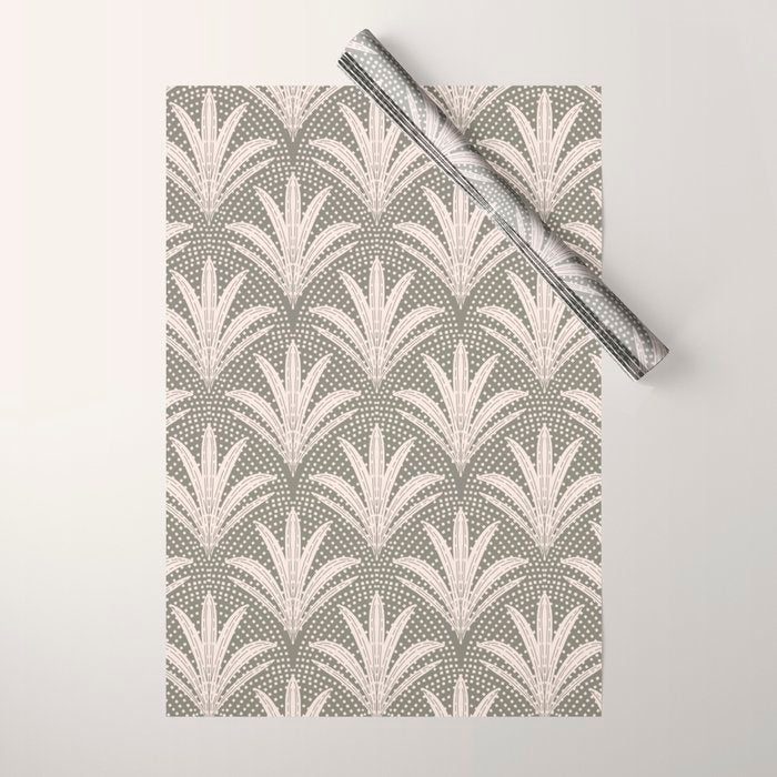 Boho Rustic Palm Radiance Muted Grey Wrapping Paper Gallery Image 1