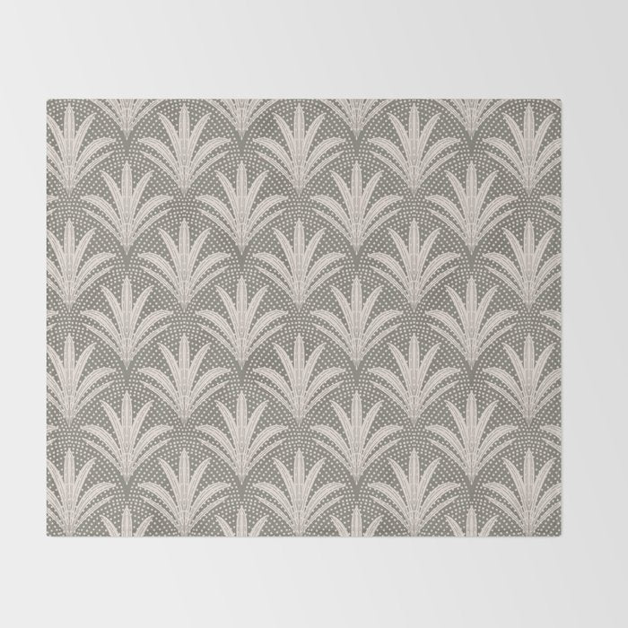 Boho Rustic Palm Radiance Muted Grey Throw Blanket Gallery Image 2