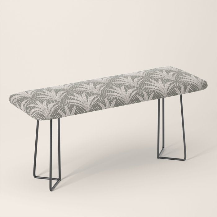 Boho Rustic Palm Radiance Muted Grey Bench Gallery Image 1