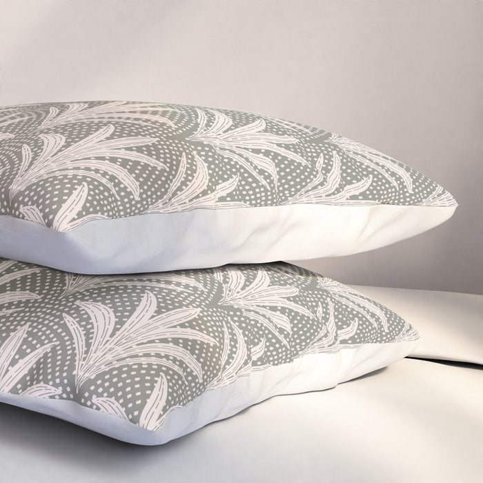 Boho Rustic Palm Radiance Muted Grey Pillow Sham Gallery Image 3