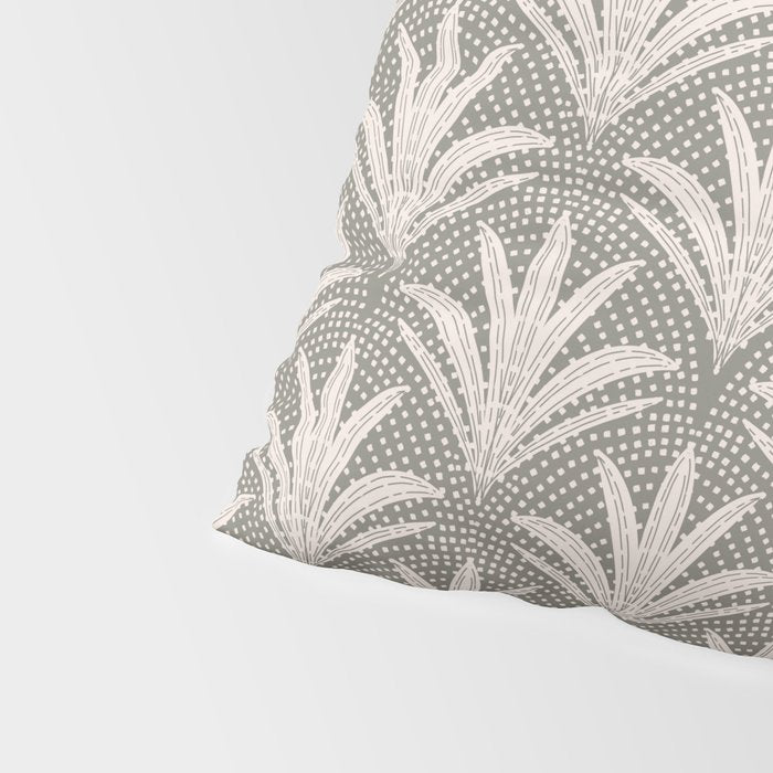 Boho Rustic Palm Radiance Muted Grey Pillow Sham Gallery Image 4