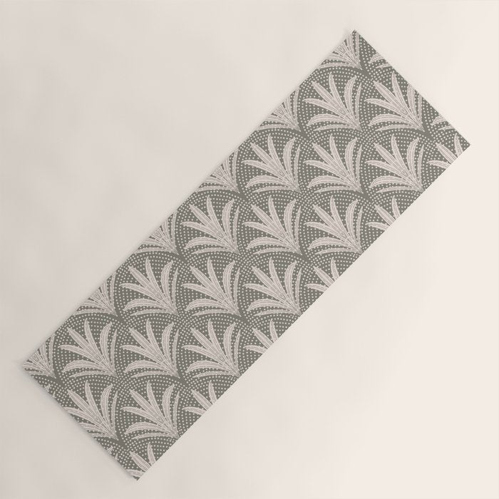 Boho Rustic Palm Radiance Muted Grey Yoga Mat Gallery Image 1