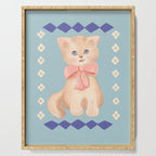 Vintage kitty cat, retro, 70's swap card style Serving Tray Gallery Image 1