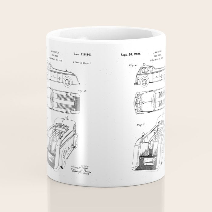 Fire Truck Patent - Fireman Art - Black Chalkboard Coffee Mug Gallery Image 4