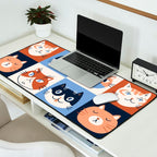 Colorful checkered cat pattern Desk Mat Gallery Image 2