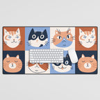 Colorful checkered cat pattern Desk Mat Gallery Image 1