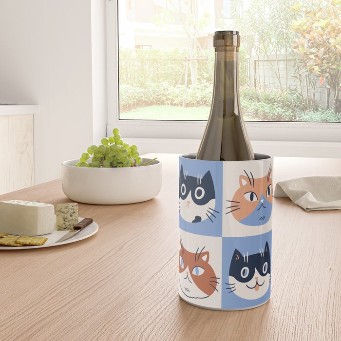 Colorful checkered cat pattern Wine Chiller Gallery Image 4