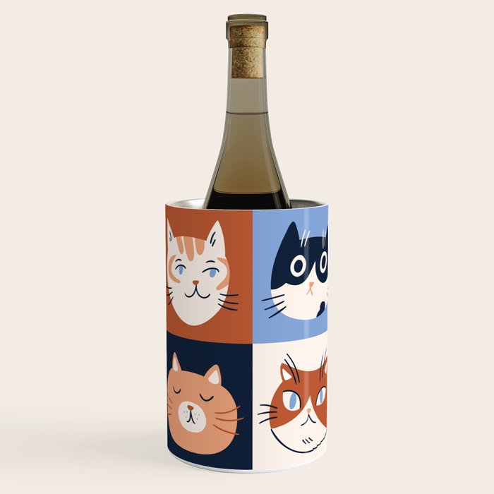 Colorful checkered cat pattern Wine Chiller Gallery Image 2