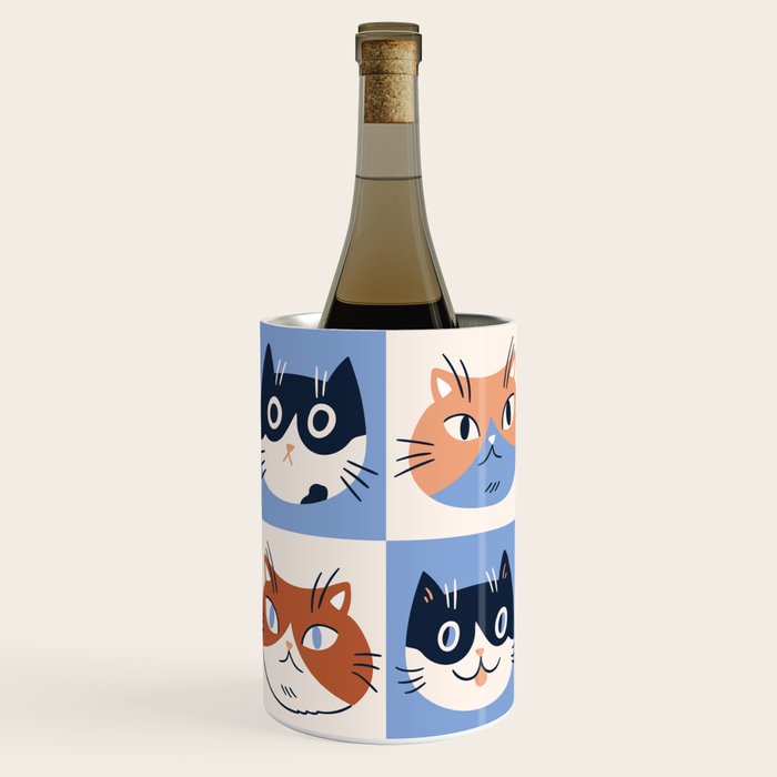 Colorful checkered cat pattern Wine Chiller Gallery Image 1