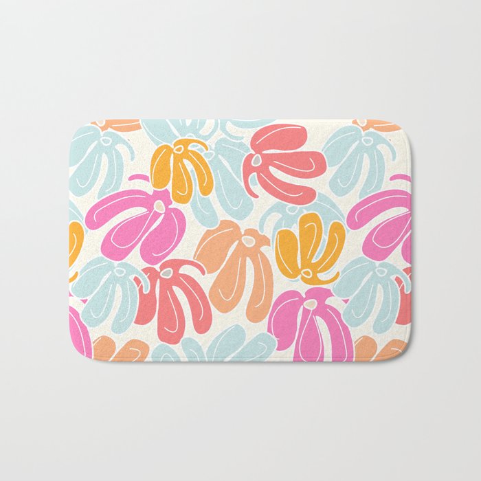 Retro Floral Spring Bath Mat Gallery Image 1